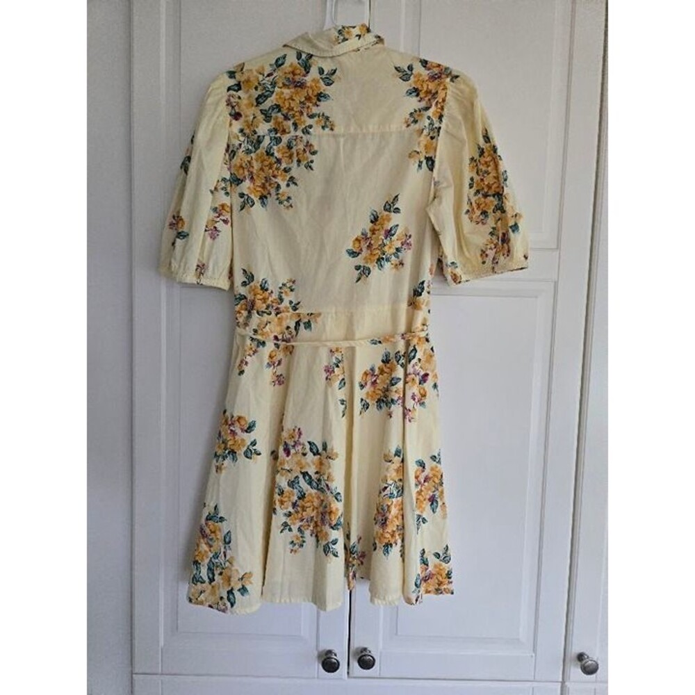 A New Day Puff Sleeve Mini Shirtdress - Yellow Floral - Womens XS - NEW - Picture 6 of 7